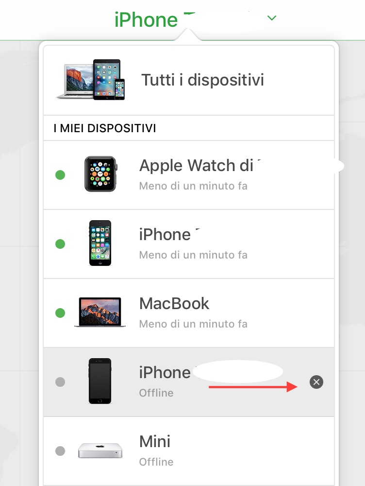 rimozione dispositivo icloud vorticeblu 5