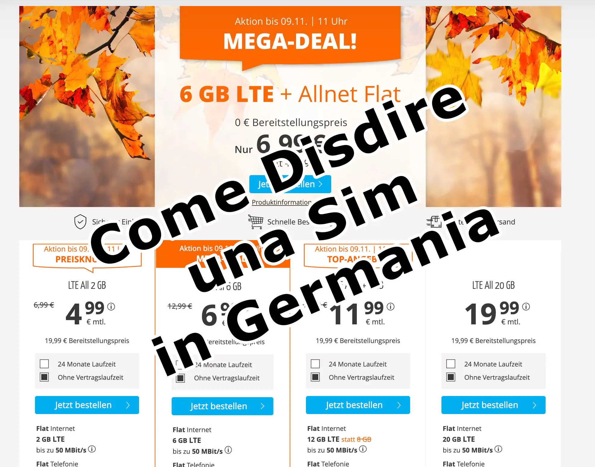 Disdire SIM da Premium Sim, Sim.de, Winsim, Drillish-Online in Germania